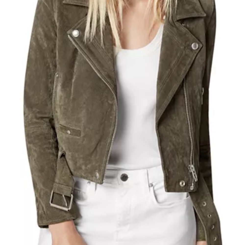 Olive Suede Biker Jacket